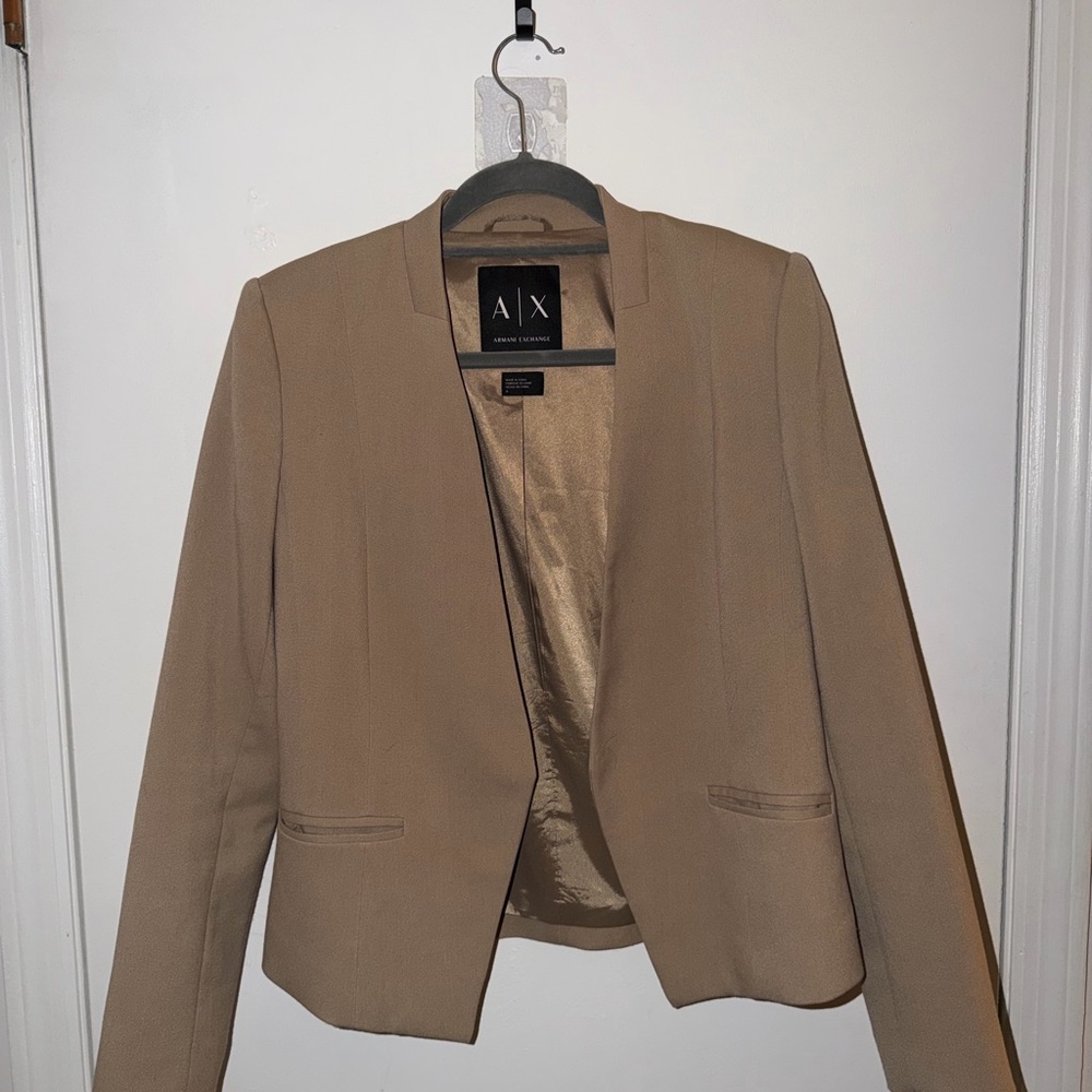 Armani Exchange Women's Tan Open-Front Blazer Jacket